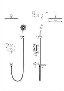 Душевой комплект Wonzon & Woghand Stick WW-88939017-MB чёрный матовый